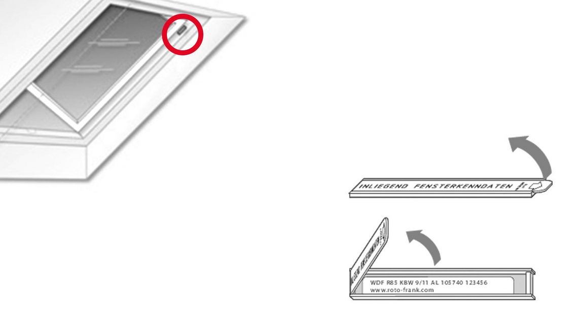 Graphique pour localiser la plaque signalétique sur la sortie de toit de la Designo R3